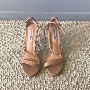 Nude heels with ankle strap